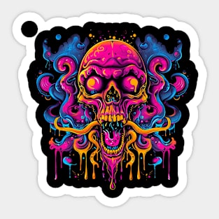 Weird Skull Horror Scary Colorful Sticker